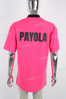Pink Print Letter Polo Shirt