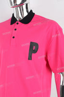 Pink Print Letter Polo Shirt