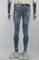 Blue side thorn laser print Mans Jeans Skinny