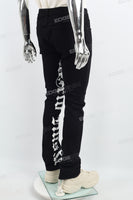 White Gothic Letters Inside Beta Print Black Mans Stcak Jeans