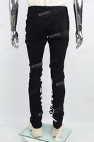 White Gothic Letters Inside Beta Print Black Mans Stcak Jeans