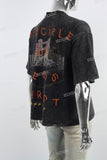 Retro Washed Skull Print Black Mans T-Shirt