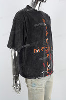 Retro Washed Skull Print Black Mans T-Shirt