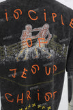 Retro Washed Skull Print Black Mans T-Shirt