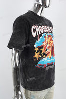 Retro Washed Angel Print Black Mans T-Shirt