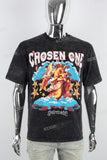 Retro Washed Angel Print Black Mans T-Shirt