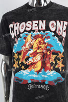 Retro Washed Angel Print Black Mans T-Shirt