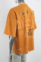 Retro Wash Letters Graffiti Print Orange Mans T-Shirt