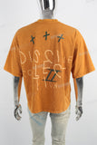 Retro Wash Letters Graffiti Print Orange Mans T-Shirt