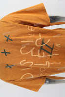 Retro Wash Letters Graffiti Print Orange Mans T-Shirt