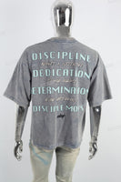 Retro Washed Letter Print Gray Mans T-Shirt