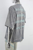 Retro Washed Letter Print Gray Mans T-Shirt