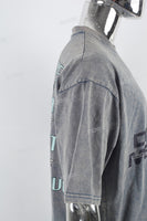Retro Washed Letter Print Gray Mans T-Shirt