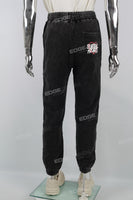 Black Elastic Leg Print Men's Sweatpants