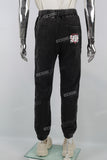 Black Elastic Leg Print Men's Sweatpants