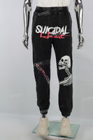 Black Elastic Leg Print Men's Sweatpants