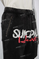 Black Elastic Leg Print Men's Sweatpants