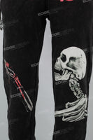 Black Elastic Leg Print Men's Sweatpants