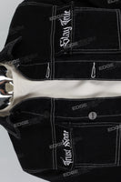 Black Skull Embroidered Men's Denim Jacket