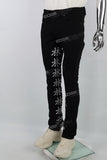 Black Chinese Print Embroidery Mans Stack Jeans
