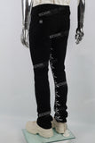 Black Chinese Print Embroidery Mans Stack Jeans