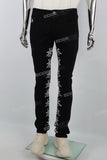 Black Chinese Print Embroidery Mans Stack Jeans