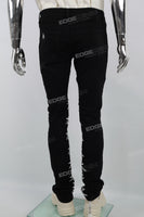 Black Chinese Print Embroidery Mans Stack Jeans