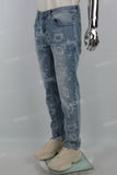Las Vegas Laser Print Logo Blue Men's Straight Jeans