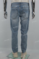 Las Vegas Laser Print Logo Blue Men's Straight Jeans