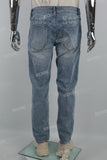 Las Vegas Laser Print Logo Blue Men's Straight Jeans