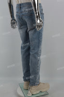 Las Vegas Laser Print Logo Blue Men's Straight Jeans