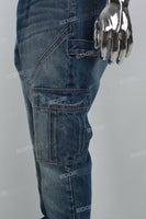 J22391 Blue Split Side Pocket Denim Men's Cargo Pants