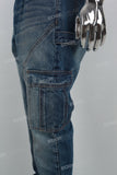 J22391 Blue Split Side Pocket Denim Men's Cargo Pants