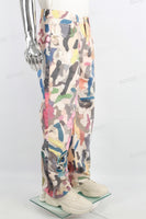 Abstract Oil Paint Graffiti Embroidered Men Baggy Jeans