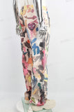 Abstract Oil Paint Graffiti Embroidered Men Baggy Jeans