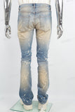 Men's Flare Jeans With Blue  Distressed Spray