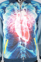 Blue Digital Print Panel Denim Jacket