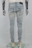 Blue Distressed Embroidered Patch Ripped Skinny Jeans