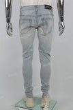 Blue Distressed Embroidered Patch Ripped Skinny Jeans