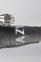 Mans Black Embroidery Ripped Skinny Jeans