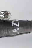 Mans Black Embroidery Ripped Skinny Jeans