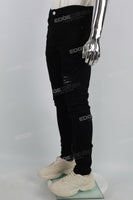 Black Ripped Embroidery Hem Zip Skinny Jeans