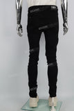 Black Ripped Embroidery Hem Zip Skinny Jeans