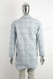 Light Blue Patterned Quilted Washed Denim Jacket