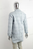 Light Blue Patterned Quilted Washed Denim Jacket