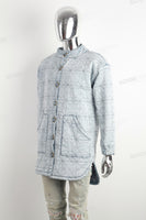 Light Blue Patterned Quilted Washed Denim Jacket