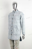 Light Blue Patterned Quilted Washed Denim Jacket