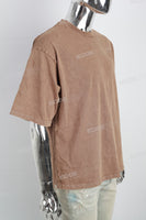 Brown Printed Distressed Washed Men's T-shirt