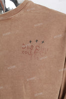 Brown Printed Distressed Washed Men's T-shirt
