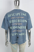 Men's T-shirt With Blue Print And Washing